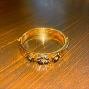 kate spade Gold Floral Bangle with Black Enamel Flowers